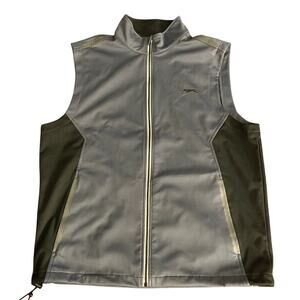 Slazenger Men's Golf Vest Large Gray Black Vented Full Zip Up Front Pockets